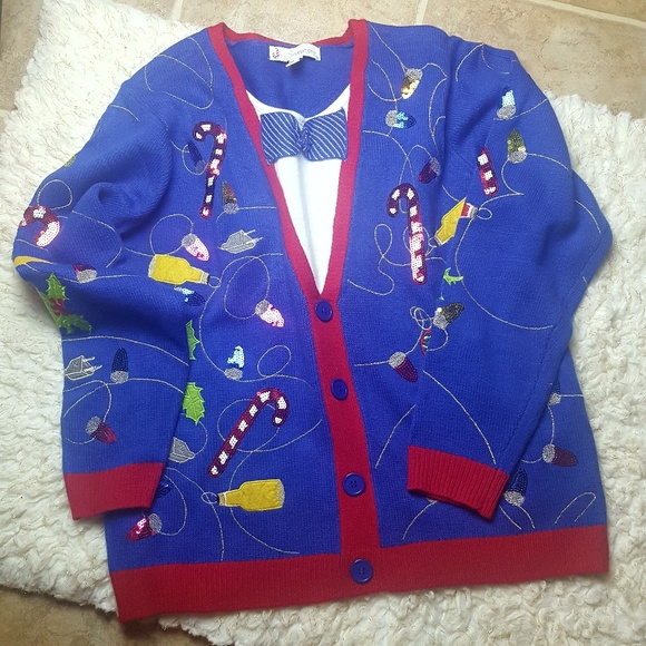 Jolly Sweaters NWOT Holiday Party Ugly Sequin XXL - Picture 2 of 8